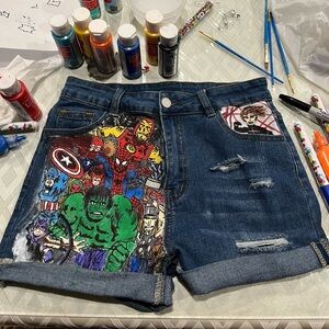 Hand-Painted Marvel Comics Shorts